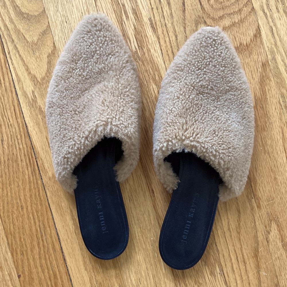 Jenni Kayne Tan Fur Mules size 38